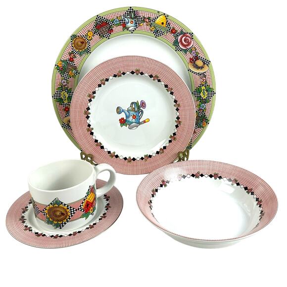 Sakura Mary Engelbreit 1994 Garden Time 5-PC Place Setting-Excellent Condition!